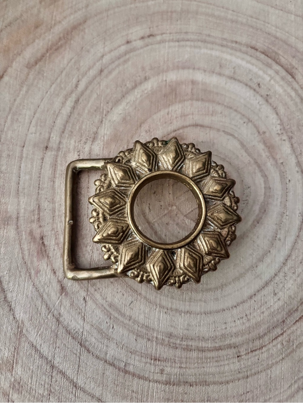 Gold Floral Sunburst Solid Brass Belt Buckle